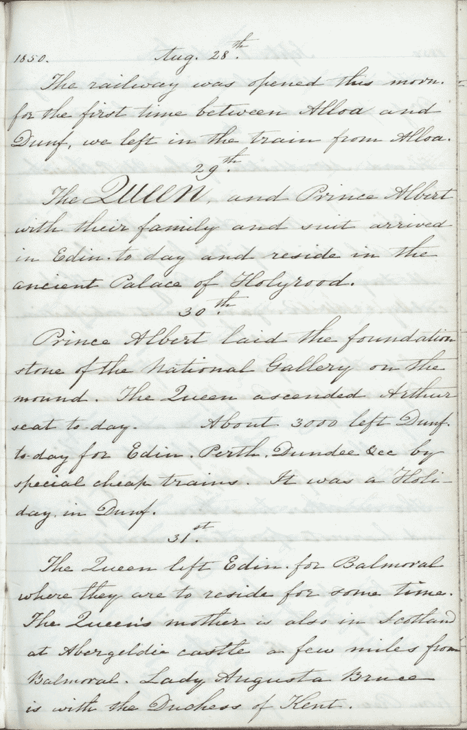 A page from the diary of George Blyth, 1850. National Records of Scotland reference: GD1/615